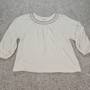 Madewell Superlight Smocked Embroidered Top Women's Size XS